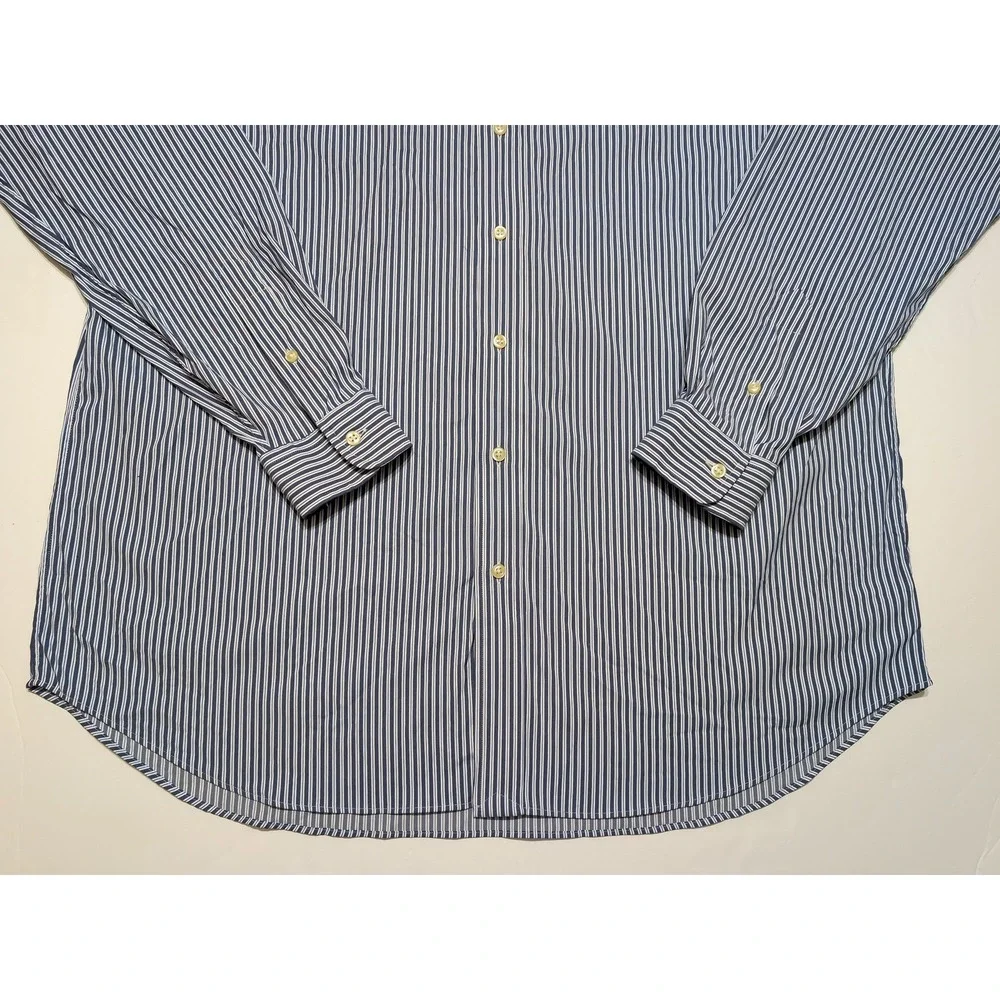 POLO RALPH LAUREN Performance Long Sleeve Button Shirt Blue Striped XLT XL Tall